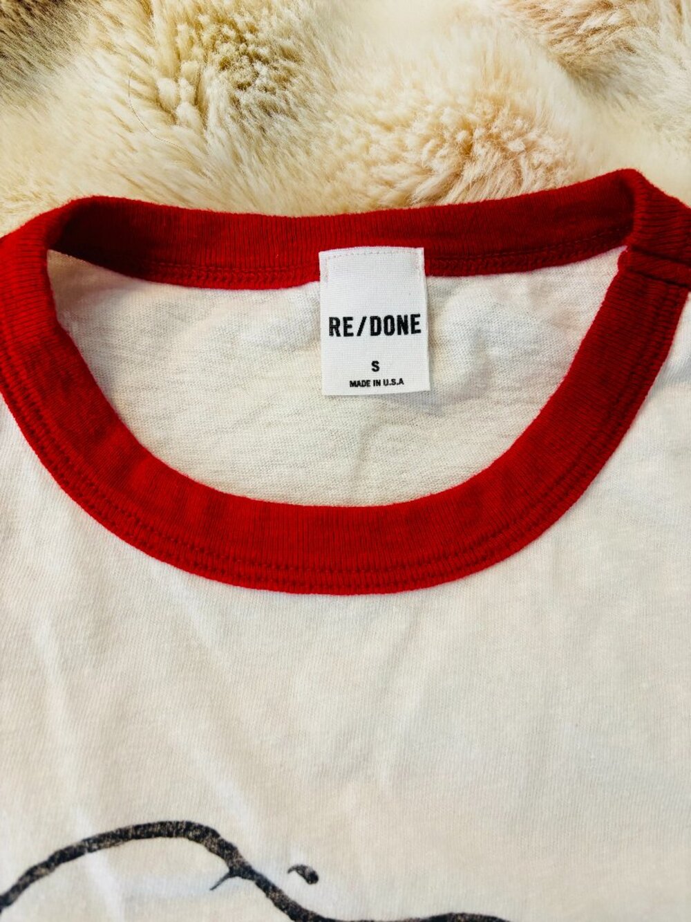 Re/Done Peanuts Slim Ringer Tee Snoopy Small - Picture 4 of 5